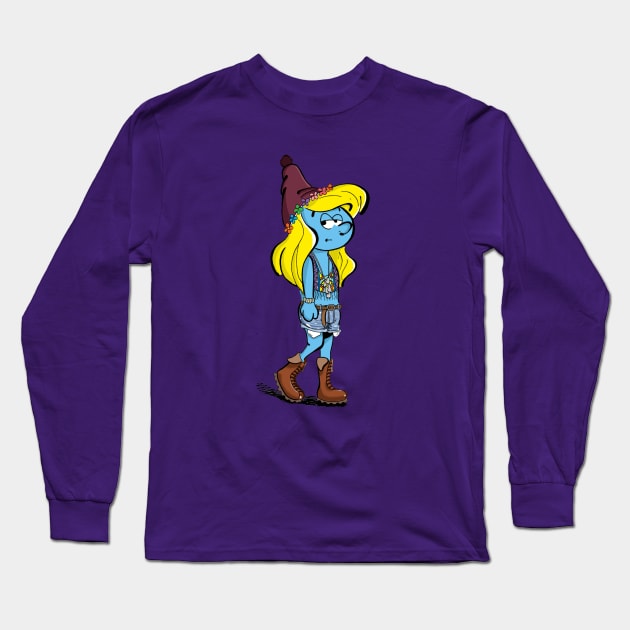 Hipster Smurfette Long Sleeve T-Shirt by mattlassen